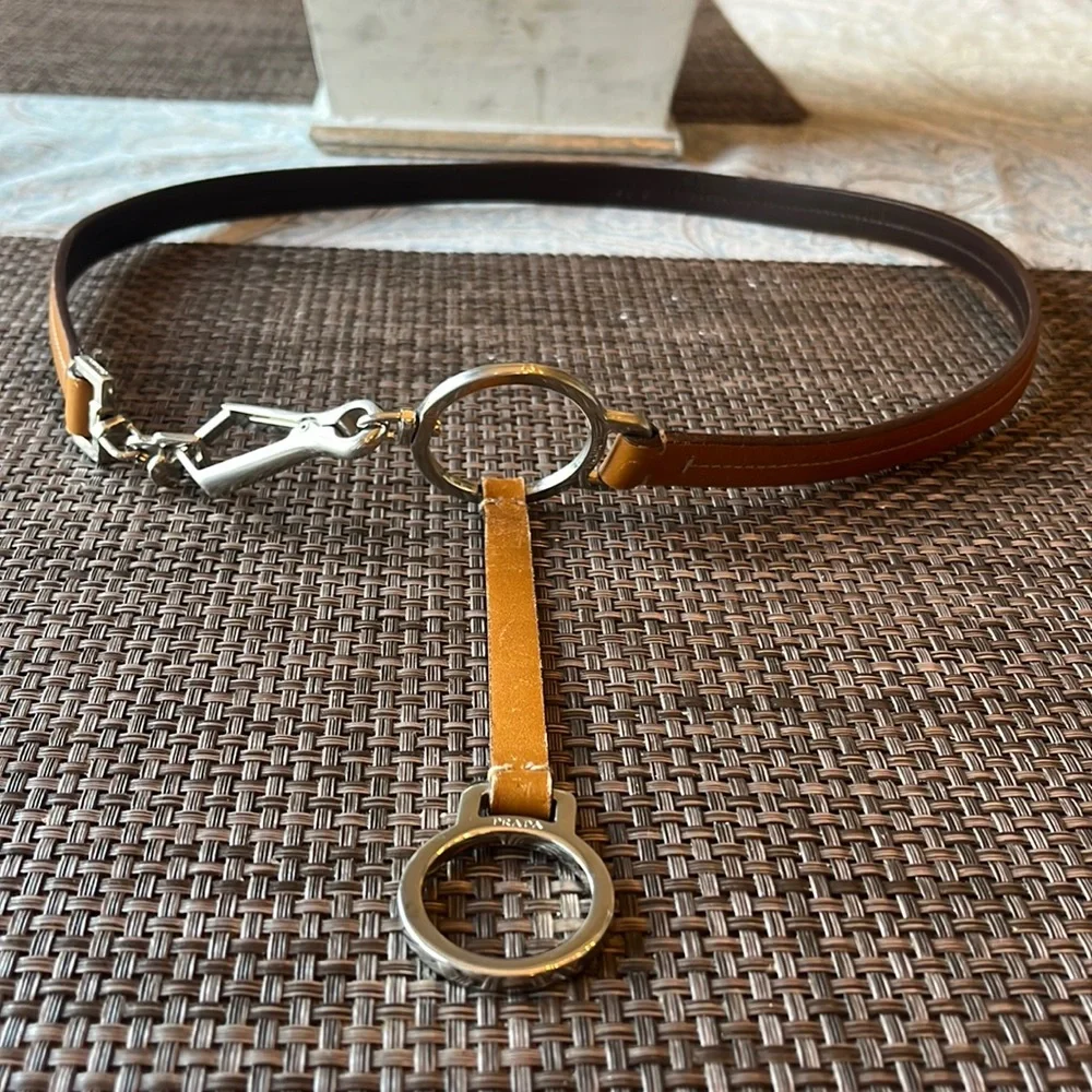 💯authentic Prada belt 32/80 27” l x 0.5” w vintage silver circles